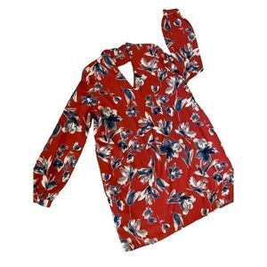 Christian Caliendo Floral swing dress Small triangular keyhole front & back EUC